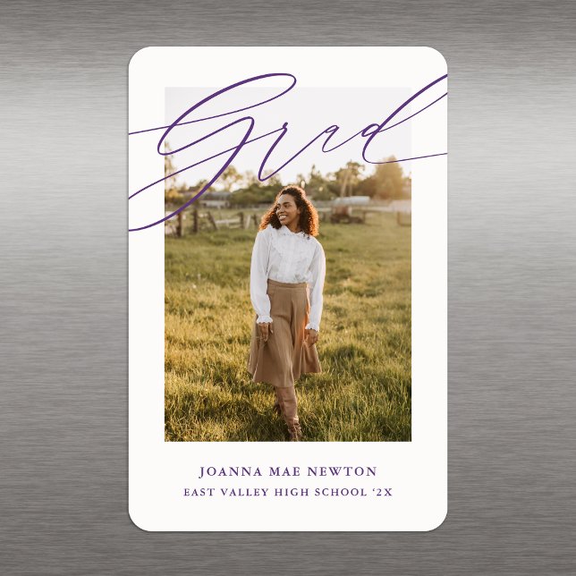 Magnet Flexible Simple Purple Photo Graduation Announcement (Créateur téléchargé)