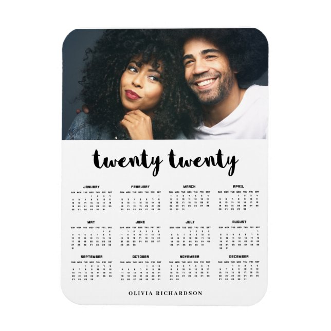 Magnet Flexible Simple Tendance Typographie 2020 Calendrier photo (Vertical)