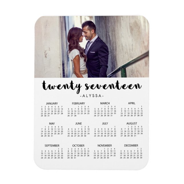 Magnet Flexible Simple Typographie tendance 2017 Calendrier photo (Vertical)