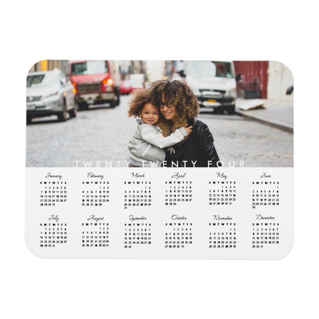 Magnet Flexible Simple Typographie tendance 2024 Calendrier photo (Horizontal)