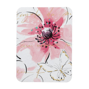 Magnet Flexible Simplement aquarelle du rose   florale