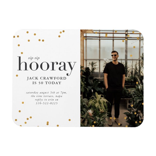 Magnet Flexible Sip sip hooré moderne élégant anniversaire invit (Horizontal)