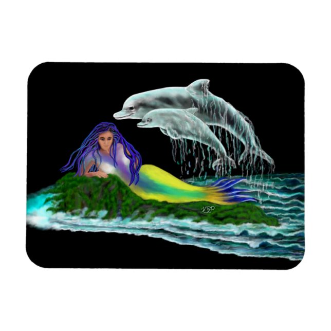 Magnet Flexible Sirène avec dauphins (Horizontal)