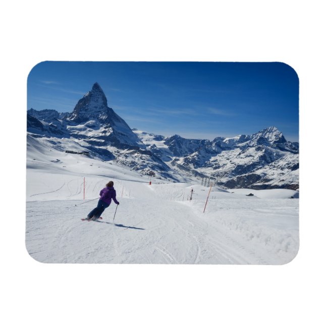 Magnet Flexible Ski avec Mont Matterhorn à Zermatt, Suisse (Horizontal)