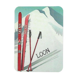 Magnet Flexible Ski NH Loon Mountain Ski Art Vintage