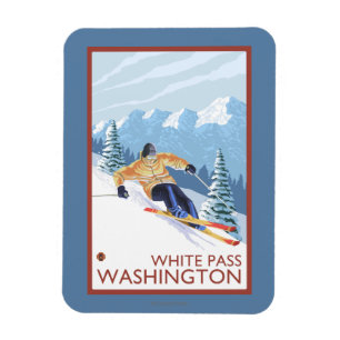 Magnet Flexible Skier de neige - White Pass, Washington
