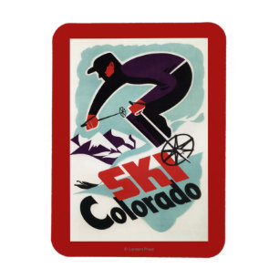 Magnet Flexible Skieur noir et par pourpre vêtu