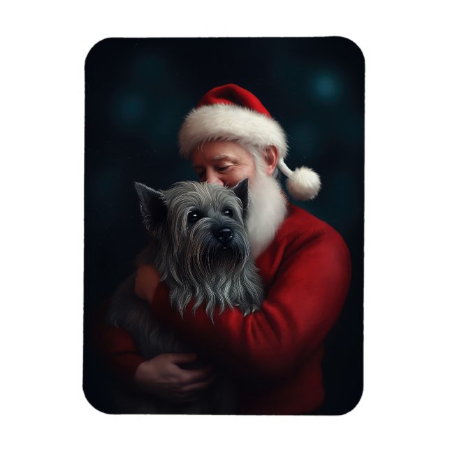 Magnet Flexible Skye Terrier avec Noël Festif du Père Noël (Vertical)