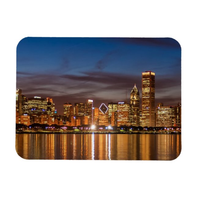 Magnet Flexible Skyline De Chicago La Nuit (Horizontal)