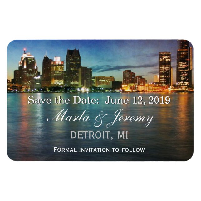 Magnet Flexible Skyline Detroit Michigan enregistrer la date (Horizontal)
