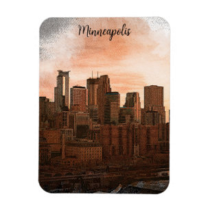 Magnet Flexible Skyline vintage Minneapolis Minnesota