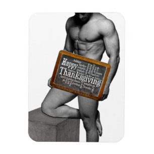 Magnet Flexible SlipperyJoe's Thanksgiving man hot six pack abs un