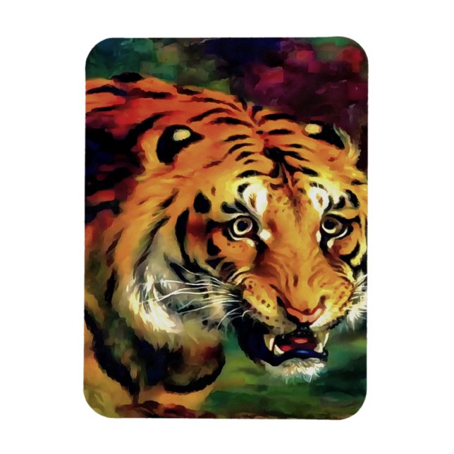 Magnet Flexible Snarling Tiger Portrait Artistique (Vertical)
