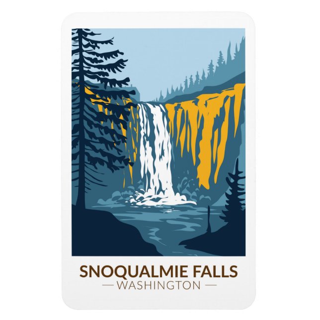 Magnet Flexible Snoqualmie Falls Washington Cascade Vintage (Vertical)