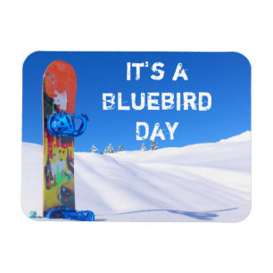 Magnet Flexible Snowboard en Neige, Jour des oiseaux bleus
