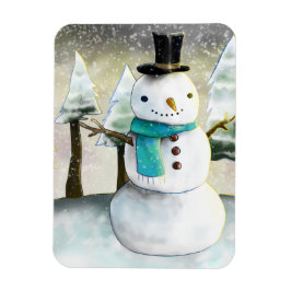Magnet Flexible Snowman en hiver sur la scène de Noël