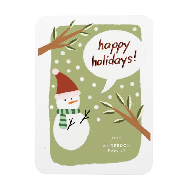 Magnet Flexible Snowman moderne Joyeux voeux de vacances (Vertical)