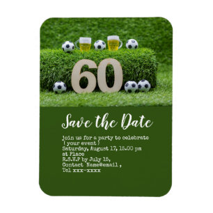 Magnet Flexible Soccer 60ème anniversaire fête avec balle et numér