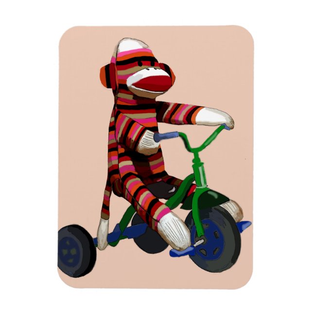 Magnet Flexible Sock Monkey Tricycle (Vertical)