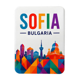 Magnet Flexible 🧲 Sofia Bulgarie Aquarelle Skyline Souvenir 🎨
