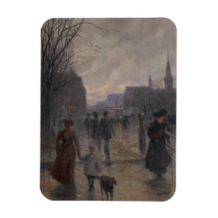 Magnet Flexible Soirée pluvieuse sur l'avenue de Hennepin, c.1902