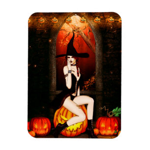 Magnet Flexible Sorcière d'Halloween et citrouille