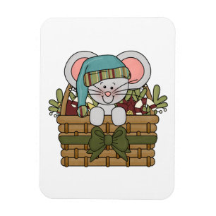 Magnet Flexible Souris de Noël dans le panier