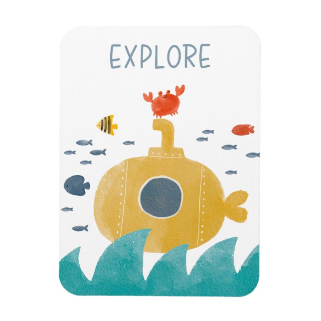 Magnet Flexible Sous-marin à doodle mignon | Explorer (Vertical)