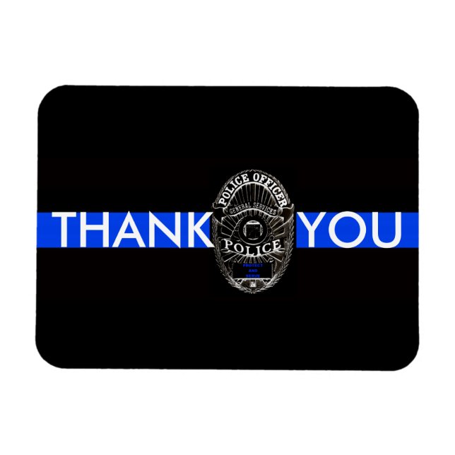 MAGNET FLEXIBLE SOUTENIR LE MERCI DE POLICE EN LIGNE BLEUE MINCE (Horizontal)