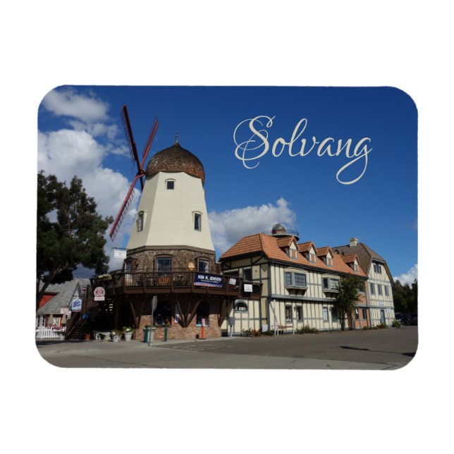 Magnet Flexible Souvenir de moulin danois Solvang California (Horizontal)