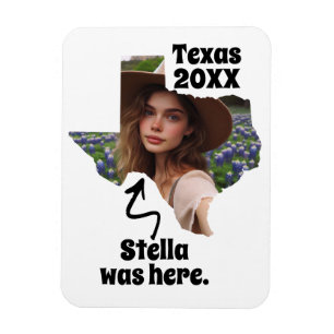 Magnet Flexible Souvenir Texas Nom personnalisé, Photo et Année
