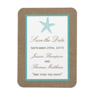 Magnet Flexible Starfish Turquoise Burlap Beach Wedding Collection
