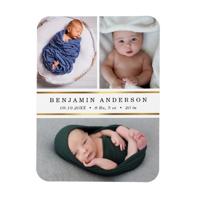 Magnet Flexible Statistiques de naissance de nouveau bébé moderne (Vertical)