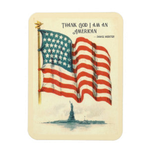 Magnet Flexible Statue de la Liberté avec drapeau américain vintag