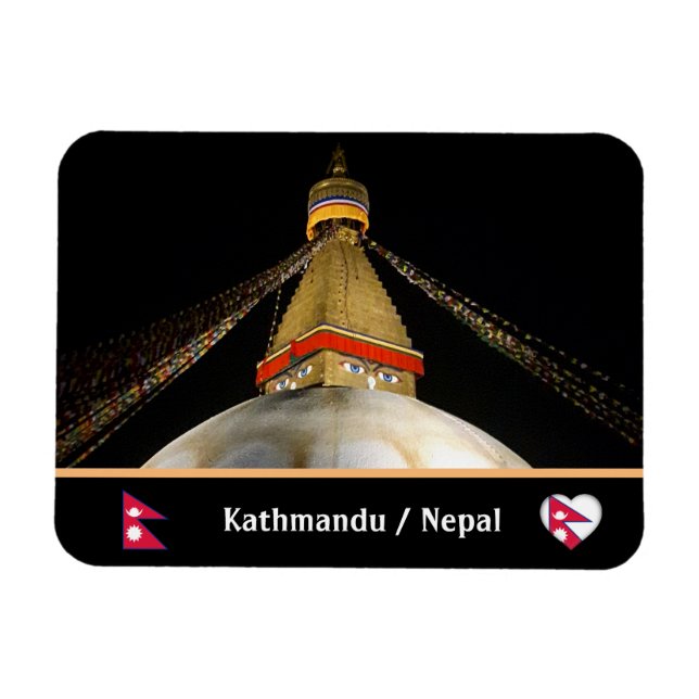 Magnet Flexible Stupa Boudhanath, Katmandou la nuit - Népal (Horizontal)