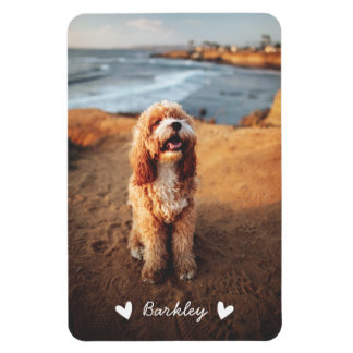 Magnet Flexible Stylish Cute Hearts Pet Nom de la photo | Blanc