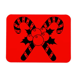 Magnet Flexible Sucres de canne & mistletoe Noir Joyeux Noël