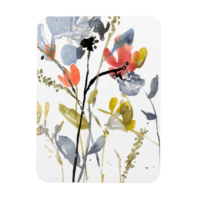 Magnet Flexible Superposition de fleurs - Aquarelle Fleurs et tige (Vertical)