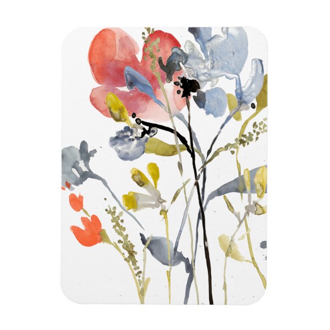Magnet Flexible Superposition de fleurs - Aquarelle Fleurs pastel (Vertical)
