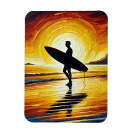 Magnet Flexible Surfer sur la plage au coucher du soleil