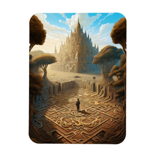 Magnet Flexible Surreal Maze Château Paysage Imaginaire Art (Vertical)