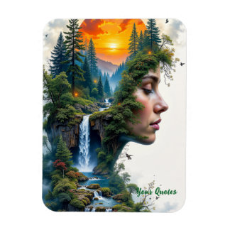 Magnet Flexible Surreal Nature Portrait Woman Sunset Waterfall