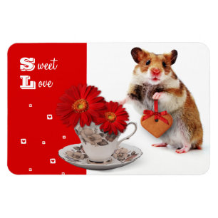 Magnet Flexible Sweet Love. Funny Hamster Cadeau de la Saint Valen