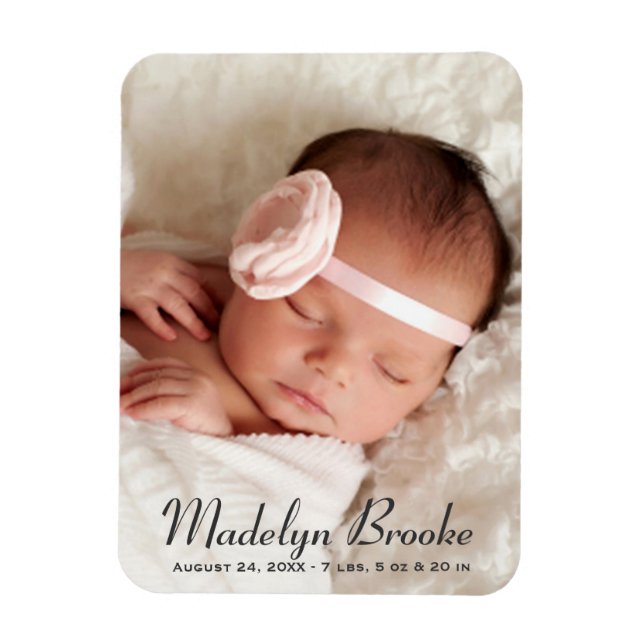 Magnet Flexible Sweet Script Baby Girl Photo Faire-part de naissan (Vertical)