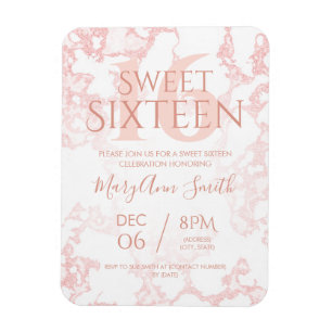 Magnet Flexible Sweet sixteen de Parties scintillant en marbre dor