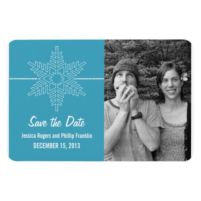 Magnet Flexible Sweet Snowflake Enregistrer l'aimant Date, Bleu (Horizontal)