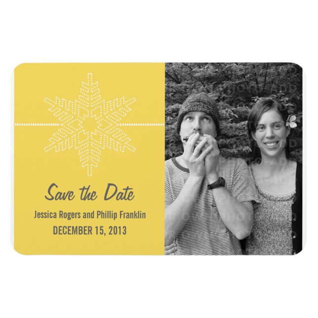 Magnet Flexible Sweet Snowflake Enregistrer l'aimant Date, Jaune (Horizontal)