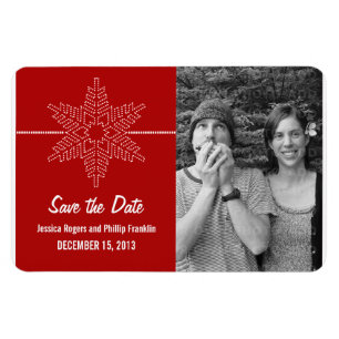 Magnet Flexible Sweet Snowflake Enregistrer l'aimant Date, Rouge