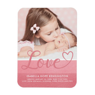 Magnet Flexible Sweet Stripes Valentine Love Baby Girl Birth Photo