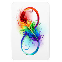 Symbole d'infini avec plume arc-en-ciel